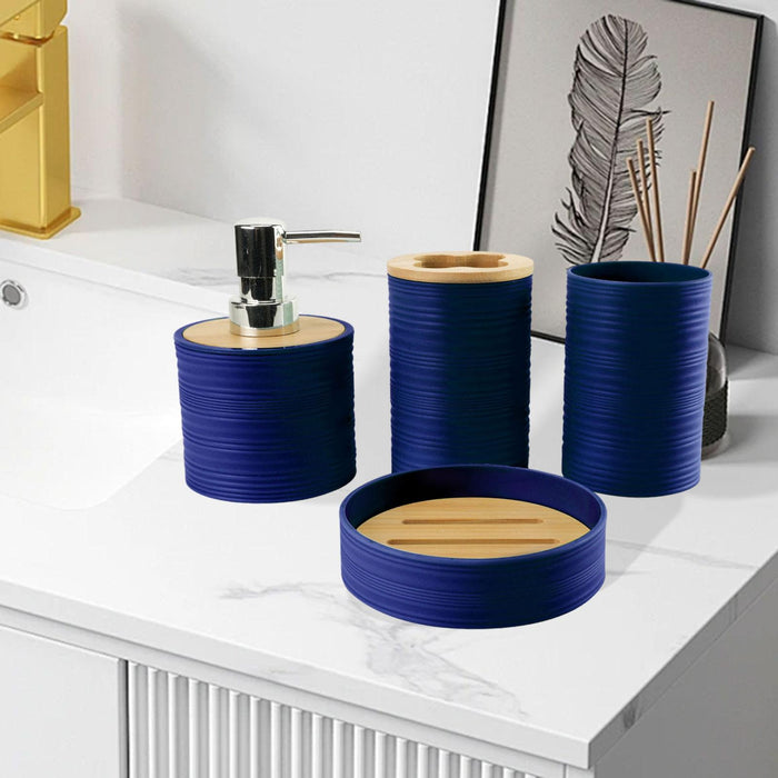 4 Pieces Bathroom Accessories Set Bathroom Decor Bath Accessory Complete Set dark blue