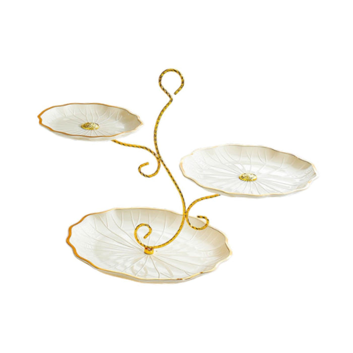 Tiered Cupcake Stand 3 Layer Dried Fruit Plate for Party Banquet Dining Room yellow and gold