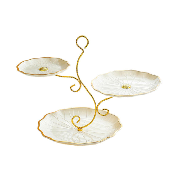 Tiered Cupcake Stand 3 Layer Dried Fruit Plate for Party Banquet Dining Room yellow and gold