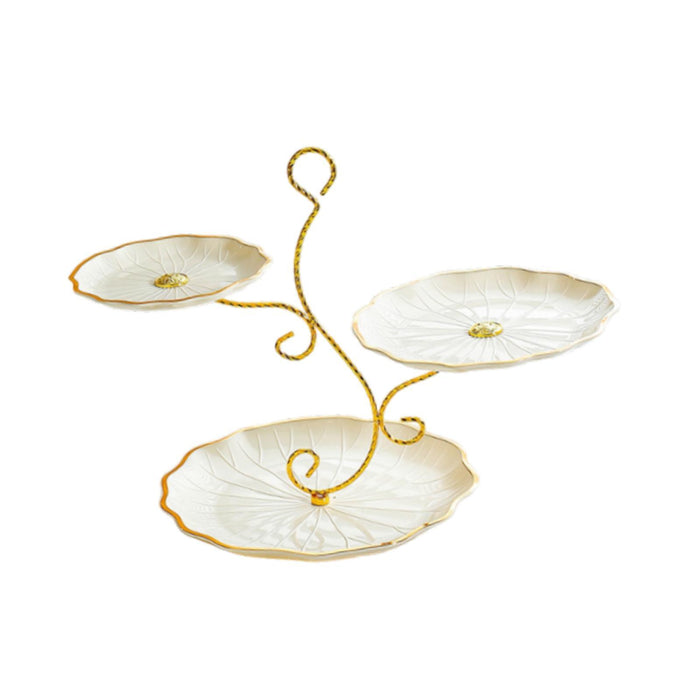 Tiered Cupcake Stand 3 Layer Dried Fruit Plate for Party Banquet Dining Room yellow and gold