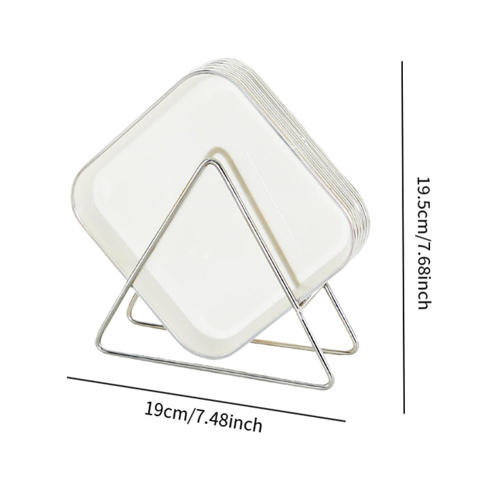 6 Pieces Waste Residue Dish with Holder Dinner Plate for Outdoor BBQ Camping white