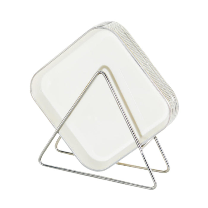 6 Pieces Waste Residue Dish with Holder Dinner Plate for Outdoor BBQ Camping white