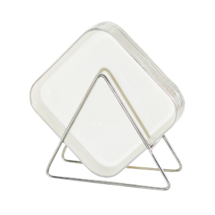 6 Pieces Waste Residue Dish with Holder Dinner Plate for Outdoor BBQ Camping white