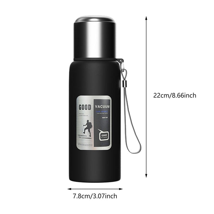 Insulated Water Bottle Hot Water Dispenser Portable Kettle for Trip Work Gym 600ml black