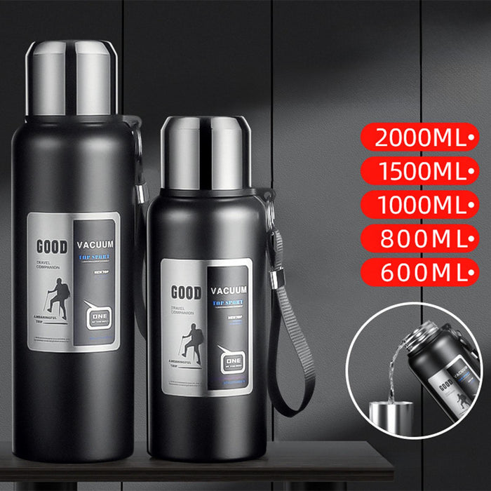 Insulated Water Bottle Hot Water Dispenser Portable Kettle for Trip Work Gym 600ml black