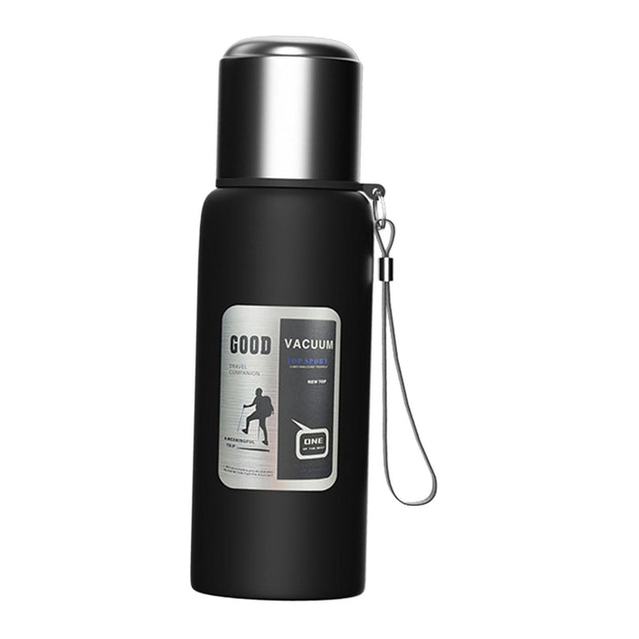 Insulated Water Bottle Hot Water Dispenser Portable Kettle for Trip Work Gym 600ml black