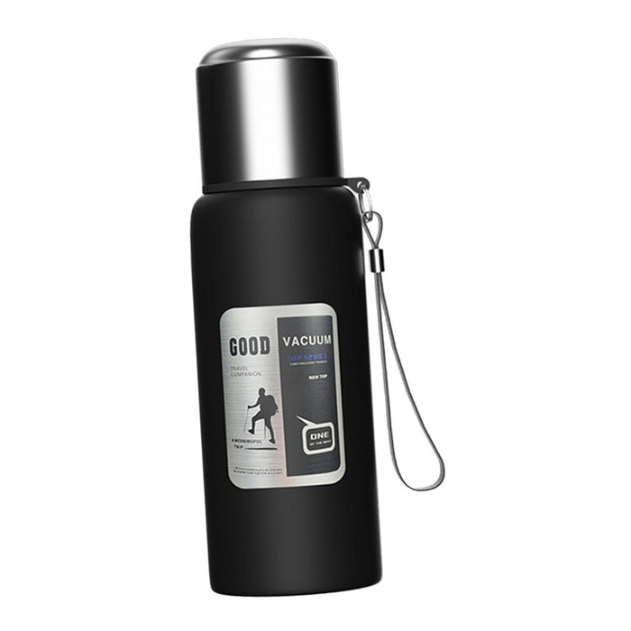 Insulated Water Bottle Hot Water Dispenser Portable Kettle for Trip Work Gym 600ml black