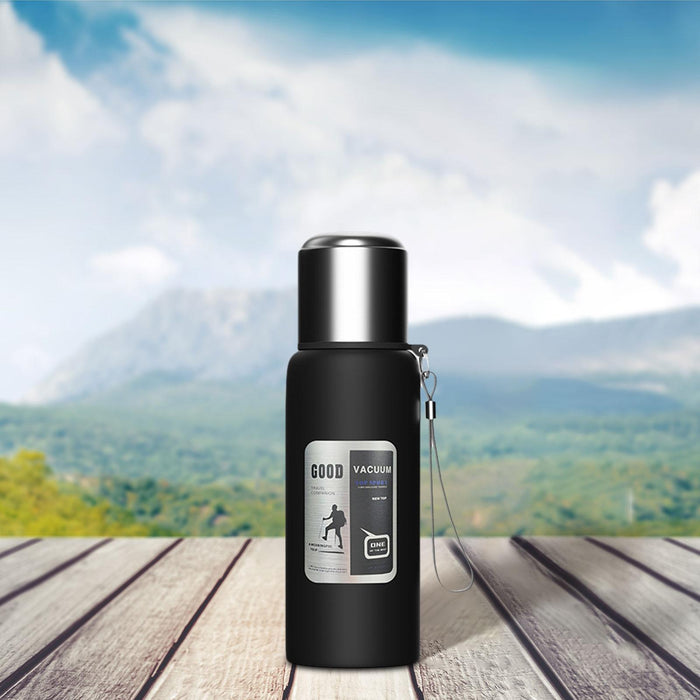 Insulated Water Bottle Hot Water Dispenser Portable Kettle for Trip Work Gym 600ml black