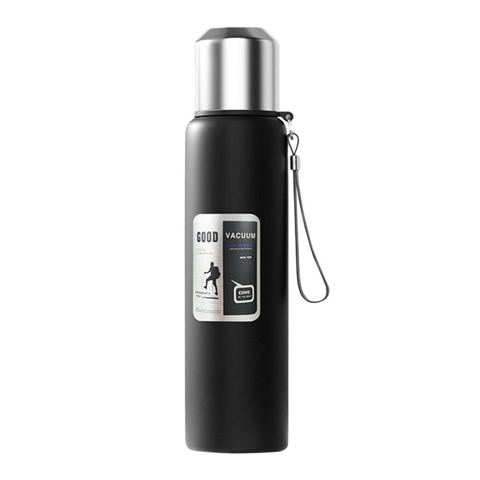 Insulated Water Bottle Hot Water Dispenser Portable Kettle for Trip Work Gym 1000ml black