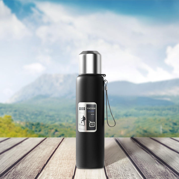 Insulated Water Bottle Hot Water Dispenser Portable Kettle for Trip Work Gym 1000ml black