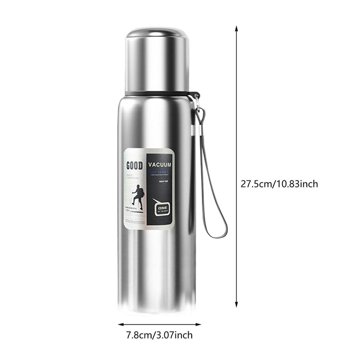 Insulated Water Bottle Hot Water Dispenser Portable Kettle for Trip Work Gym 800ml silvery