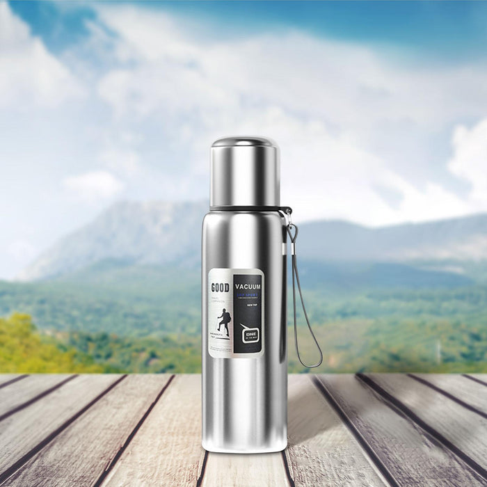 Insulated Water Bottle Hot Water Dispenser Portable Kettle for Trip Work Gym 800ml silvery