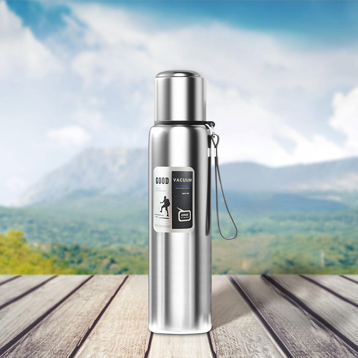 Insulated Water Bottle Hot Water Dispenser Portable Kettle for Trip Work Gym 1000ml silvery