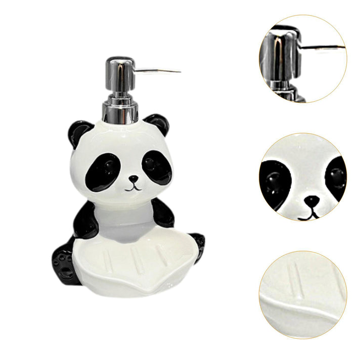 2 in 1 Panda Soap Dispenser with Soap Dish Lotion Bottle for Countertop Home