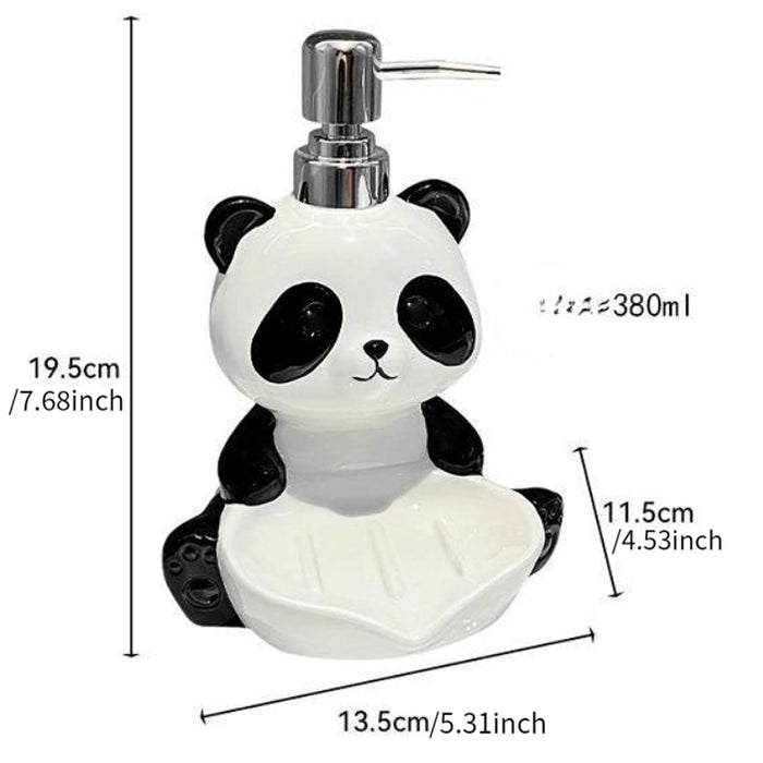 2 in 1 Panda Soap Dispenser with Soap Dish Lotion Bottle for Countertop Home