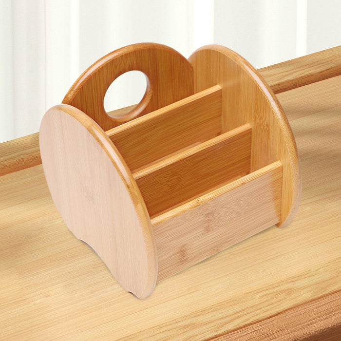 Desktop Compartment Basket Bamboo Portable for Bedside Table Kitchen Cabinet round edge