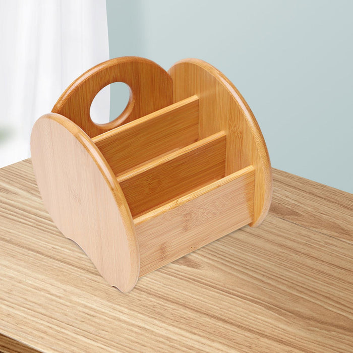 Desktop Compartment Basket Bamboo Portable for Bedside Table Kitchen Cabinet round edge