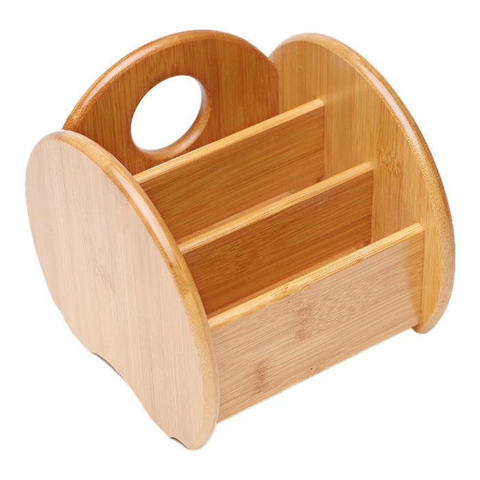 Desktop Compartment Basket Bamboo Portable for Bedside Table Kitchen Cabinet round edge