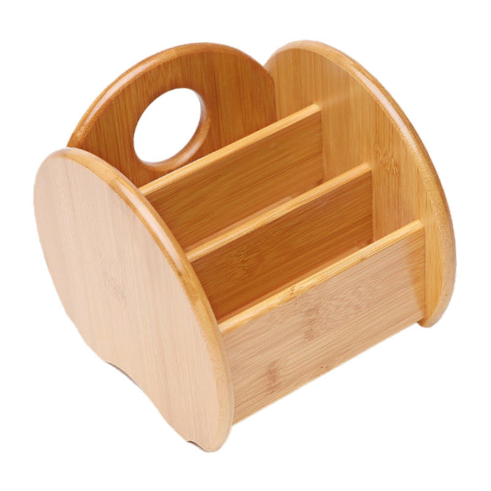 Desktop Compartment Basket Bamboo Portable for Bedside Table Kitchen Cabinet round edge