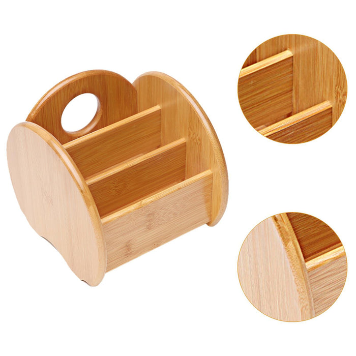 Desktop Compartment Basket Bamboo Portable for Bedside Table Kitchen Cabinet round edge