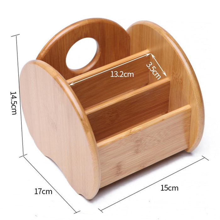 Desktop Compartment Basket Bamboo Portable for Bedside Table Kitchen Cabinet round edge