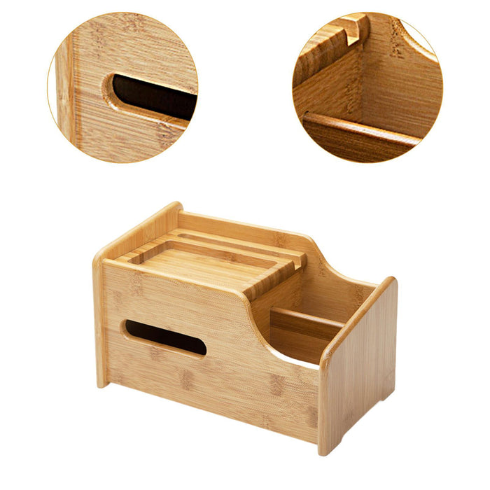 Desktop Compartment Basket Bamboo Portable for Bedside Table Kitchen Cabinet Multifunctional