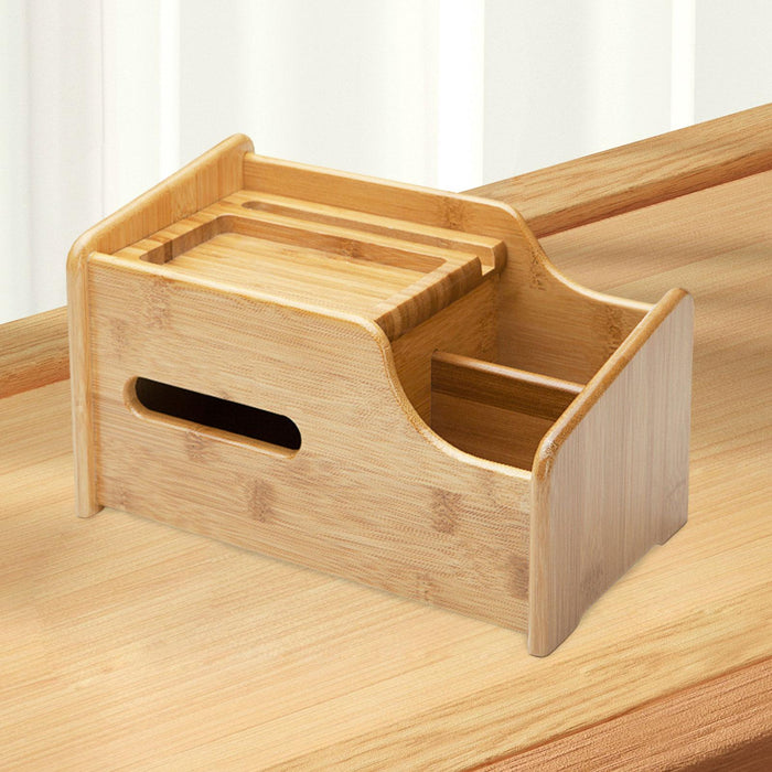 Desktop Compartment Basket Bamboo Portable for Bedside Table Kitchen Cabinet Multifunctional