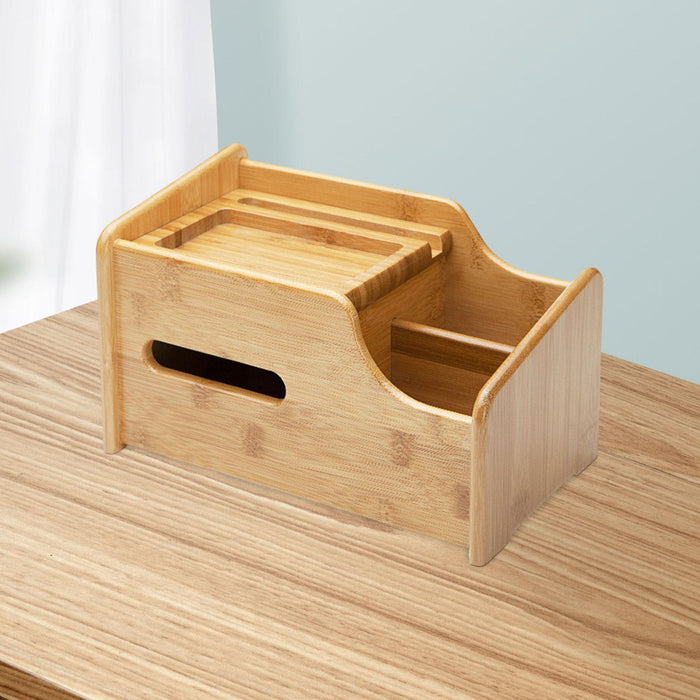 Desktop Compartment Basket Bamboo Portable for Bedside Table Kitchen Cabinet Multifunctional