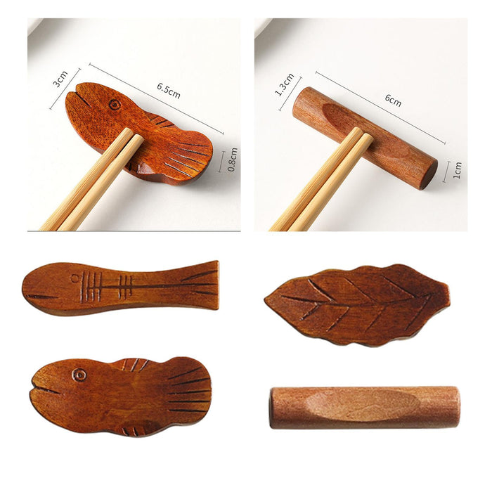 10 Pieces Wooden Chopstick Holders Chopstick Rest for Hotels Spoon Tableware Small fish