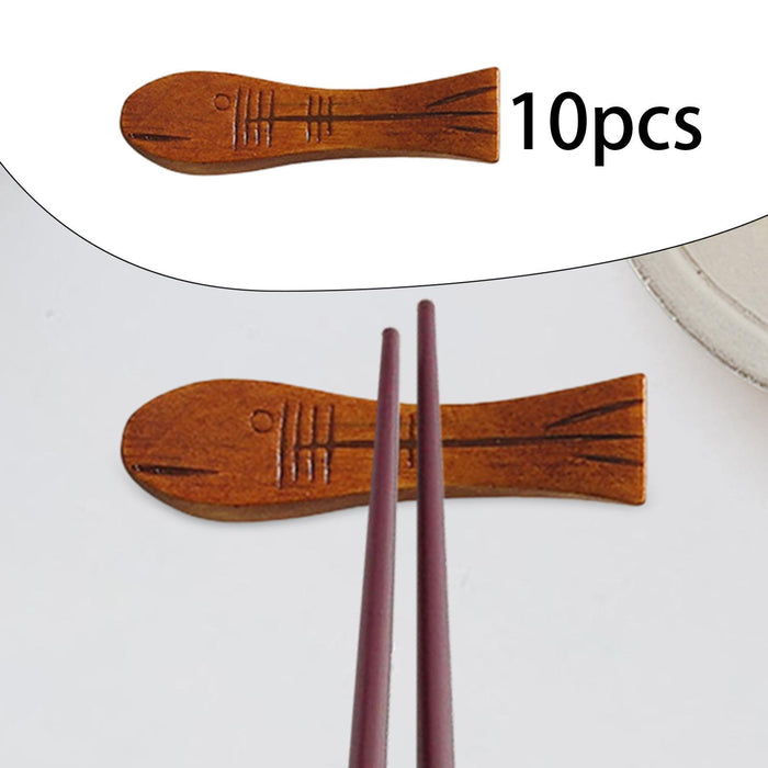 10 Pieces Wooden Chopstick Holders Chopstick Rest for Hotels Spoon Tableware Small fish