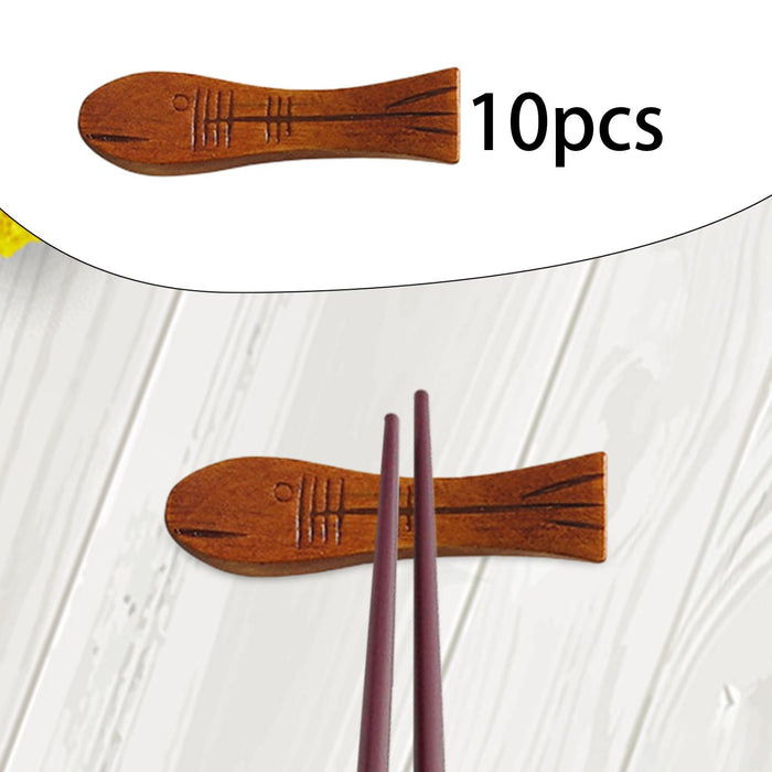 10 Pieces Wooden Chopstick Holders Chopstick Rest for Hotels Spoon Tableware Small fish