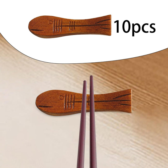 10 Pieces Wooden Chopstick Holders Chopstick Rest for Hotels Spoon Tableware Small fish