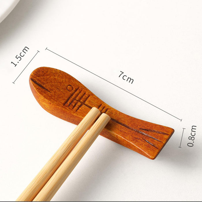 10 Pieces Wooden Chopstick Holders Chopstick Rest for Hotels Spoon Tableware Small fish