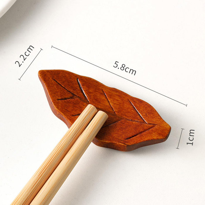 10 Pieces Wooden Chopstick Holders Chopstick Rest for Hotels Spoon Tableware Leaf