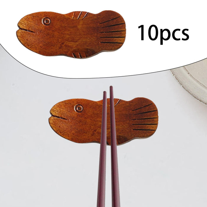 10 Pieces Wooden Chopstick Holders Chopstick Rest for Hotels Spoon Tableware Wide fish