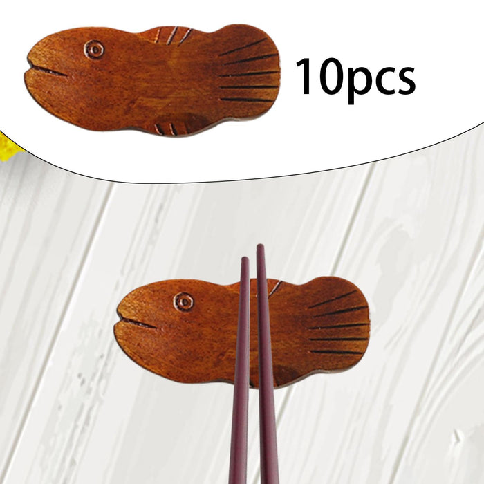 10 Pieces Wooden Chopstick Holders Chopstick Rest for Hotels Spoon Tableware Wide fish