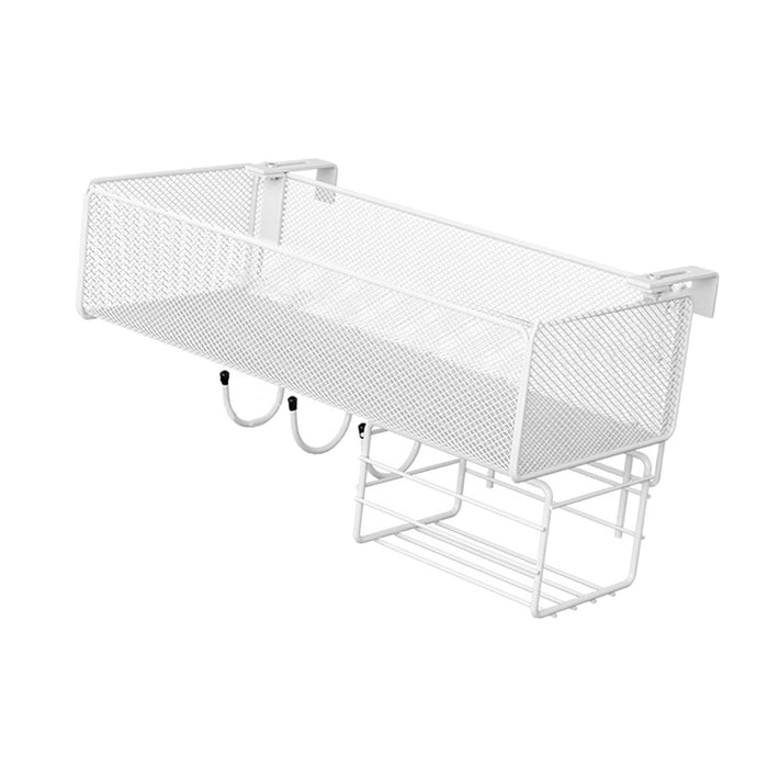 Decorative Railing Shelf Bedside Hanging Wire Basket for Porch Patio Balcony White