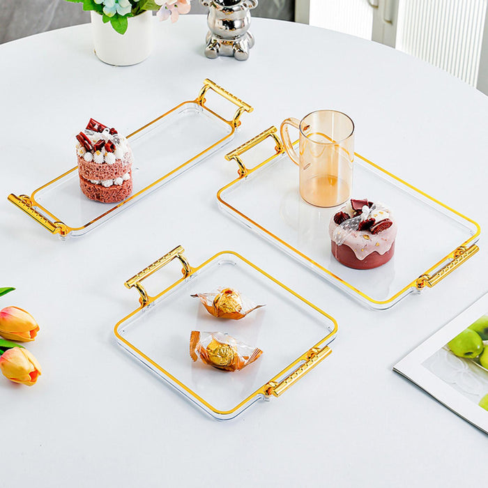 Serving Tray with Handles Rectangular Jewelry Storage Tray for Kitchen Hotel Transparent