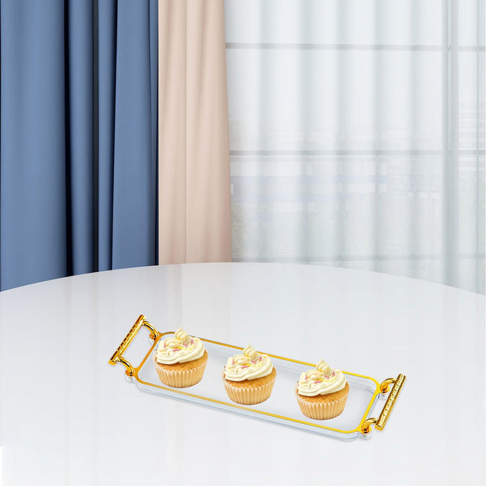 Serving Tray with Handles Rectangular Jewelry Storage Tray for Kitchen Hotel Transparent