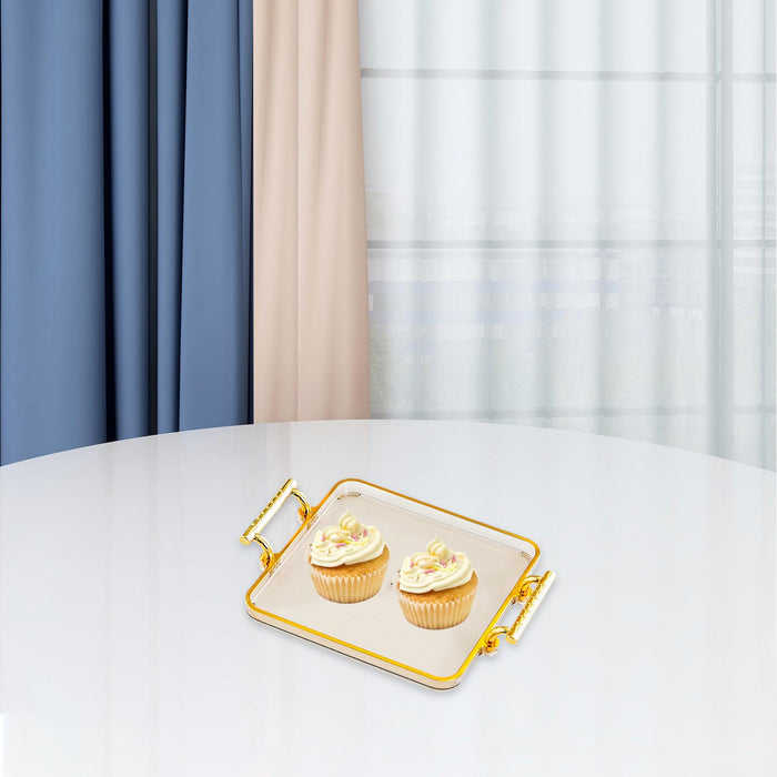 Serving Tray Rectangular with Handles Countertop Organizer for Hotel Parties Amber