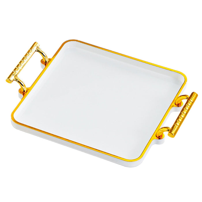 Serving Tray Rectangular with Handles Countertop Organizer for Hotel Parties Porcelain White