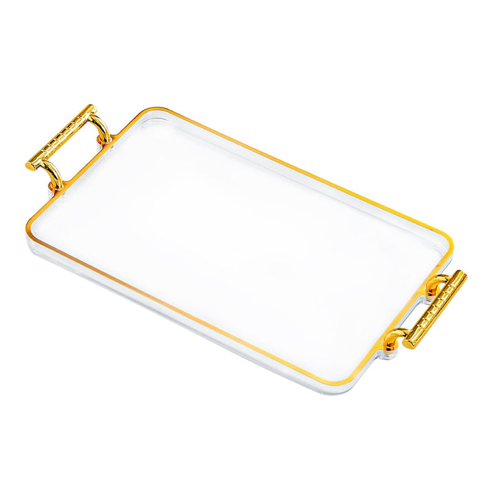 Serving Tray Rectangular with Handles Cosmetic Storage Tray for Kitchen Home Transparent