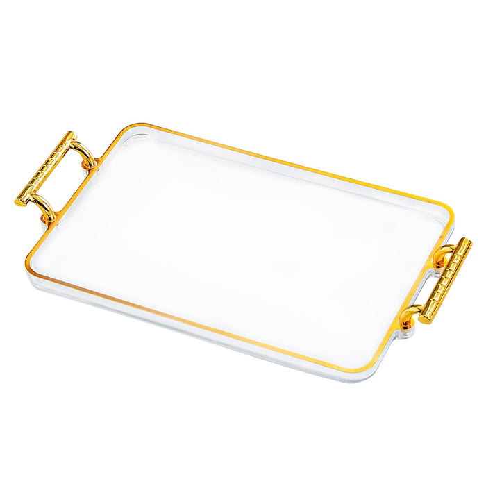 Serving Tray Rectangular with Handles Cosmetic Storage Tray for Kitchen Home Transparent