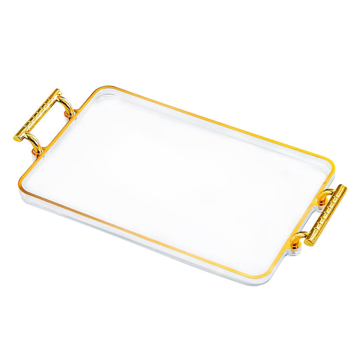 Serving Tray Rectangular with Handles Cosmetic Storage Tray for Kitchen Home Transparent