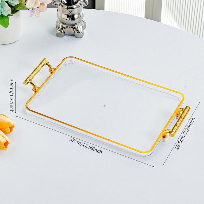 Serving Tray Rectangular with Handles Cosmetic Storage Tray for Kitchen Home Transparent