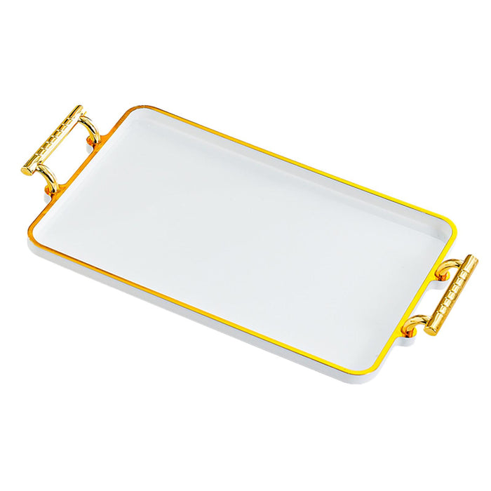 Serving Tray Rectangular with Handles Cosmetic Storage Tray for Kitchen Home Porcelain white