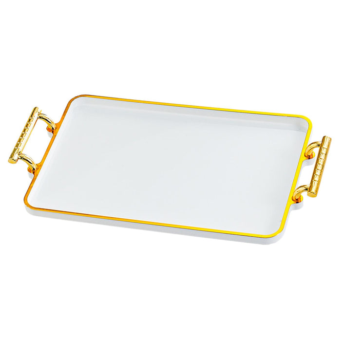 Serving Tray Rectangular with Handles Cosmetic Storage Tray for Kitchen Home Porcelain white