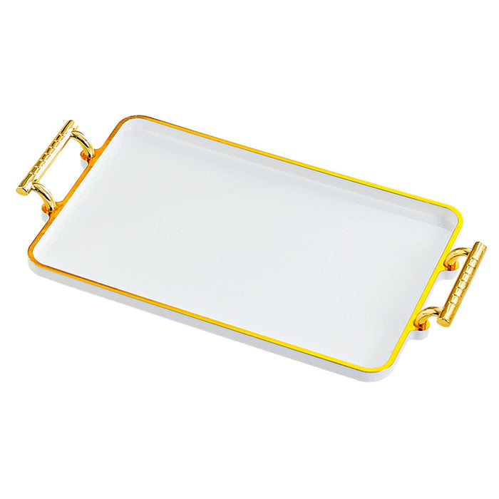 Serving Tray Rectangular with Handles Cosmetic Storage Tray for Kitchen Home Porcelain white