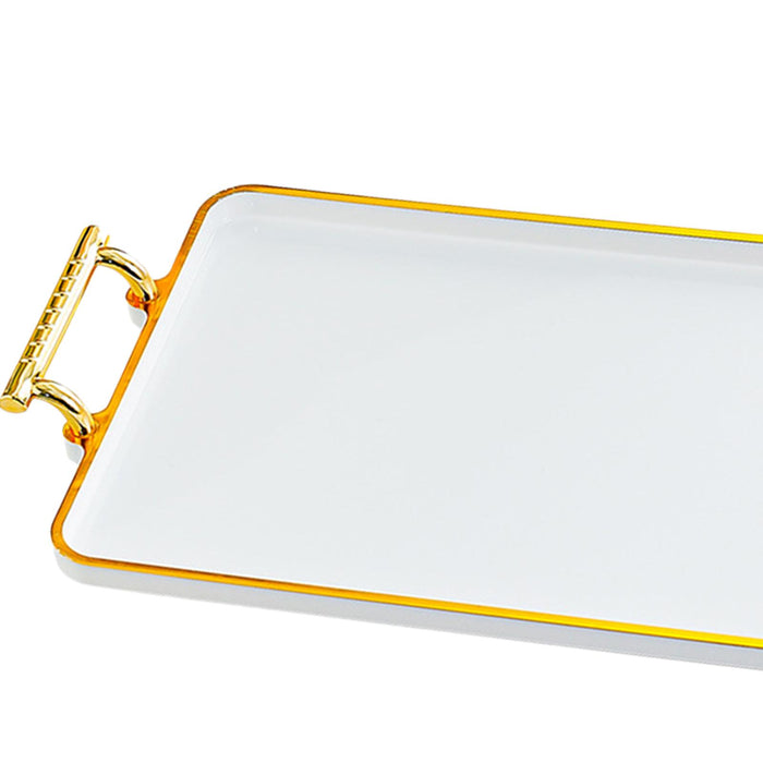 Serving Tray Rectangular with Handles Cosmetic Storage Tray for Kitchen Home Porcelain white