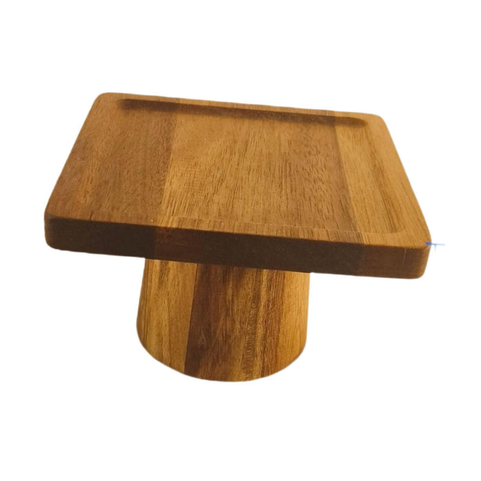 Square Wood Cake Display Stand Accessory for Donuts, Fruits Cupcake Pedestal 15cmx9.5cm